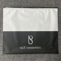 Pochette cosmétique personnalisée réutilisable en CPE givré blanc avec fermeture éclair coulissante, impression de logo, trousse de toilette de voyage, rangement