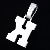 Pendentif lettre K initiale en argent sterling 925 avec chaîne, serti de moissanite, recommandé par le fournisseur pour les hommes, style hip-hop