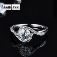 Bague Moissanite VVS de 2 Carats en Argent Sterling 925, Bijou Plaqué Or Blanc pour Femme, Mariage, Fiançailles, Promesse, Certifiée GRA
