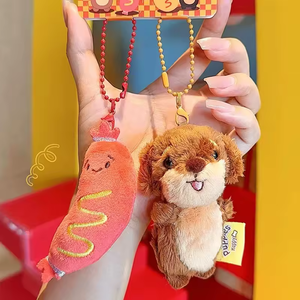 Original Pabesi Dachshund <b>Plush</b> Hamburger Pet Bed Coin <b>Purse</b> Cartoon Novelty Keychain Series Bag Charm - Product Image 2