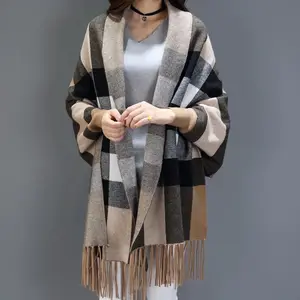 2022 New High Quality Shawl Scarf Large Plaid Shawl With Sleeves Shawl With Sleeves