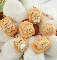 Porte-monnaie en peluche ours en dessin animé mignon, sac à dos étudiant, porte-clés, étui pour écouteurs