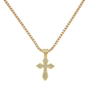 สร้อยคอจี้รูปกางเขนชุบทองและเงิน ดีไซน์ยอดนิยมขายดีปี 2026 สร้อยคอโลหะผสมสำหรับผู้ชายสไตล์ฮิปฮอป เครื่องประดับแฟชั่น - Product Image 6