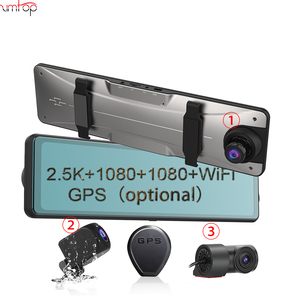 3 Cameras Dash Cam 2.5k 2560*1440P Rearview Mirror Video Recording WIFI Loop Record Phone APP Car DVR GPS - Product Image 2