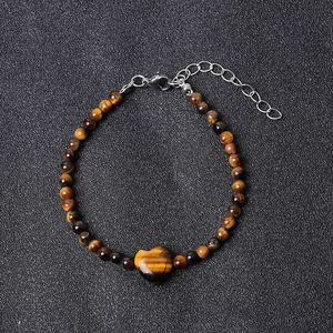 Natural Tiger Eye Heart Pendant Necklace & <b>Bracelet</b> Jewelry <b>Set</b> – Genuine Stone Chakra Reiki Gift for Women Men - Product Image 3