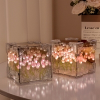Cadeau populaire pour la Saint-Valentin, anniversaire, cadeau artisanal, décoration de chambre, lampe de table, kits de bricolage, fonction miroir en forme de tulipe, lampe LED en forme de tulipe