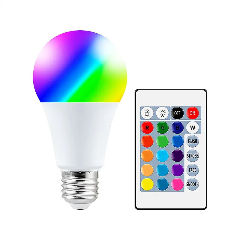 Lâmpada led colorida regulável, controle remoto, novidade de 2022, mudança de cor, rgb, várias cores, e27
