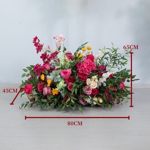 A-1920 Composizione Floreale Personalizzata 80cm 60cm con <span class=keywords><strong>Rose</strong></span> Bianche e Blu in Seta e Delphinium per Decorazioni Matrimoniali e Feste - Product Image 6