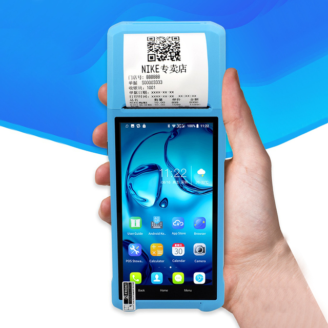 Supermarket Payment Systems Android Handheld Pos Machine Portable Mini Barcode Scanner Data Terminal PDA With 58mm Printer