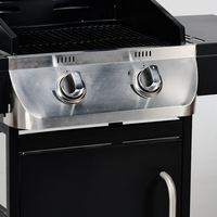 Barbecue portable pliable à gaz propane 2 brûleurs, robuste, pour extérieur, avec chariot, montage facile, style moderne, métal thermolaqué