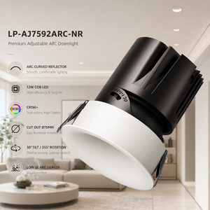 Foco LED Ajustable de Aluminio <span class=keywords><strong>con</strong></span> Reflector Curvo ARC, Diseño Antideslumbrante, Iluminación Interior para Hoteles, Villas y Residencias LP-AJ7592ARC-NR - Product Image 1