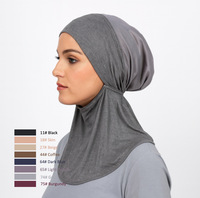 Nouvelle conception Ninja avec filet dos instantané Hijab Sport écharpe couleur unie Modal maille Base petit chapeau musulman bavoir Style pour malais