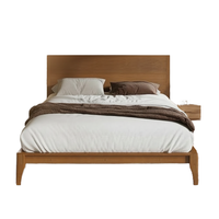 Merax Full Queen Plattformbett Mid-Century Modern Hohes Kopfteil Nachhaltiges Massivholz Lattenrost Faltbar Platzsparend