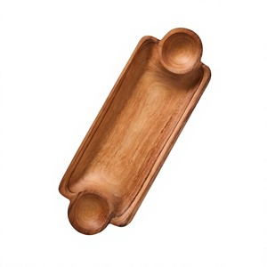 Bandeja de Acacia Real para Servir Bocadillos y Galletas, Bandeja Decorativa para Restaurante o Cafetería, Estilo Francés Floral, Grado Comercial, Portátil - Product Image 2