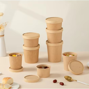 Gobelets en papier jetables de qualité alimentaire pour la crème glacée, le pudding, les desserts, l'emballage alimentaire <span class=keywords><strong>à</strong></span> <span class=keywords><strong>emporter</strong></span>, avec couvercle <span class=keywords><strong>plat</strong></span>, impression personnalisée professionnelle - Product Image 6