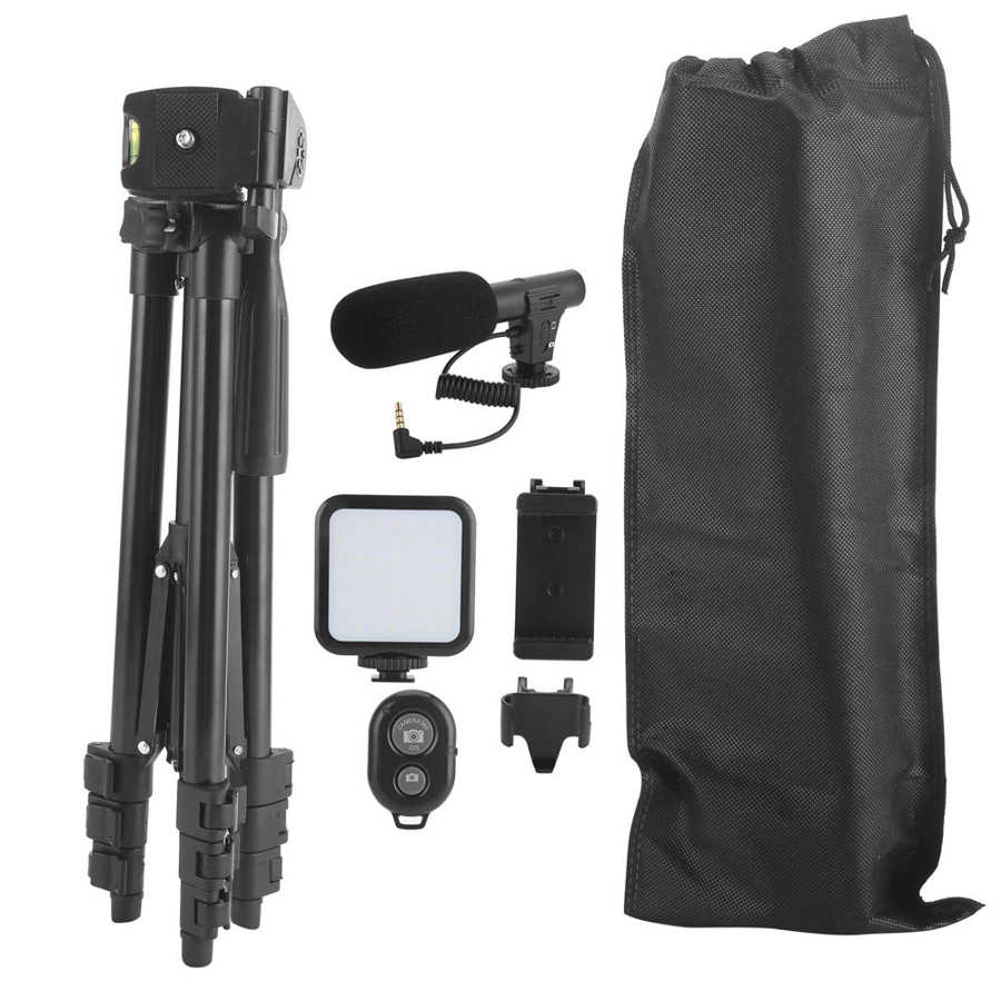 KIT-05LM Smartphone Vlogging Kit Video Recording Equipment with Tripod Fill Light Shutter for Camera Phone Youtube Tiktok live