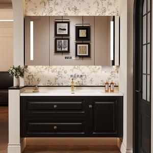 जिंगशुन विंटेज काले वैनिटी बाथरूम कैबिनेट पूरे घर अनुकूलन बेसिन धोने की मेज भंडारण फर्नीचर को इकट्ठा करने के लिए तैयार - Product Image 4