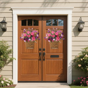 Cesta colgante de pared con peonías y rosas artificiales, flores de seda para decoración de bodas y hogar, 30cm-100cm - Product Image 4