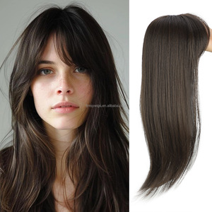 Perruques synthétiques en gros <span class=keywords><strong>avec</strong></span> frange pour femmes, base mono en soie, postiche <span class=keywords><strong>avec</strong></span> clip pour cheveux fins - Product Image 5