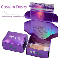 Kotak Kertas Pengiriman Hologram Pink Iridescent dengan Logo Kustom, Kemasan Kertas Holografik Mewah