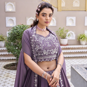 Lehenga Choli traditionnel brodé pour femme, longueur ras du sol, tenue de mariage, polyester, coupe ample, style ethnique Inde Pakistan - Product Image 6