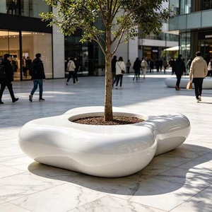 Asiento de FRP para árboles, para jardín y paisajismo, asiento envolvente para árboles, para macizos de flores, para plazas escolares, jardinera de madera anticorrosión - Product Image 1