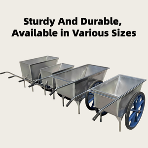 Carrello per Alimentazione in Acciaio Resistente, Grande Capacità, Ruote Blu con Raggi, Pneumatici in Gomma Piena per Alimentazione in Fattoria - Product Image 3