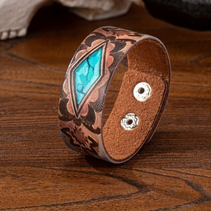 <span class=keywords><strong>DW</strong></span>-30 vente en gros Vintage femmes bouton main bijoux imprimé motif PU <span class=keywords><strong>cuir</strong></span> <span class=keywords><strong>Bracelet</strong></span> <span class=keywords><strong>Bracelet</strong></span> - Product Image 3