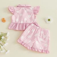 Ensemble chemise et short à manches pétales en coton pour bébé fille, tenue pour bébé tout-petit