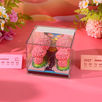 Calendrier d'art 3D Spring Grove 2027 avec marque-page intégré, porte-stylo, lumière décorative, diorama, bloc-notes, cadeau d'entreprise