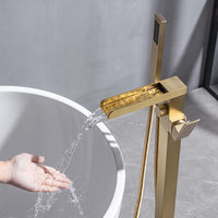 Robinet de baignoire sur pied en laiton GEASAM, finition noir mat, bec cascade, pour distributeurs et fournisseurs de projets