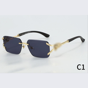 Gafas de Sol Clásicas Carer Doradas, Gafas de Marca de Lujo, Gafas de Sol de Diseñador, Gafas de Metal sin Montura, Gafas con Protección UV - Product Image 5