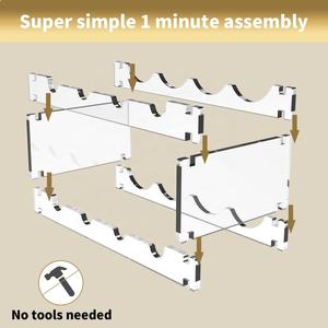 Estante para Vino de Sobremesa, Diseño de Rejilla, Independiente, para 5 Botellas, Moderno, Transparente, de Acrílico y Plástico - Product Image 4