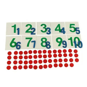MA007K cut-out numeral and counters wooden material montessori educational activities mathematics toys