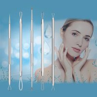 Kit d'extraction de points noirs pour le nez, 5 pièces, en acier inoxydable, aiguilles de beauté, traitement de l'acné, technologie d'aspiration des points noirs