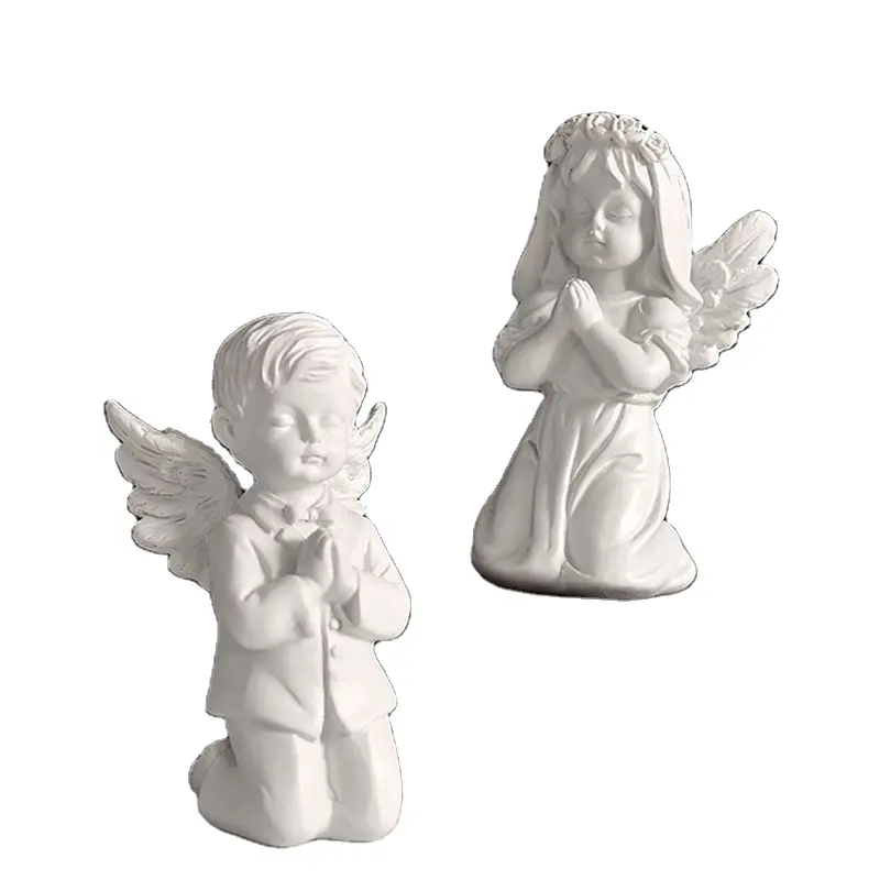 Estatua de resina religiosa SE7, proveedor de artesanías, fabricante personalizado, figuritas de Ángel rezando blanco de poliresina