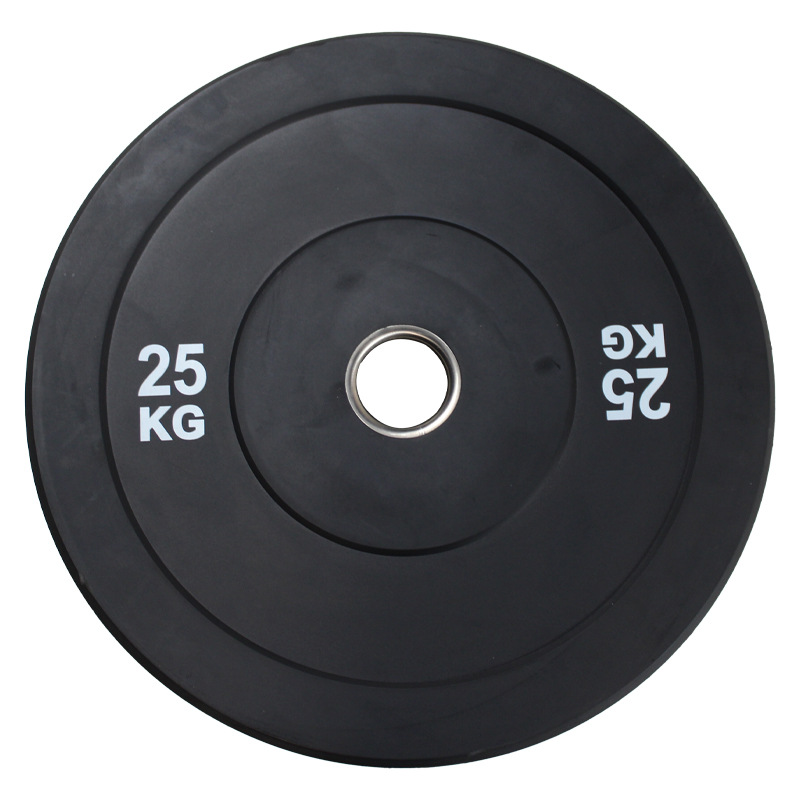 Gym Commercial Training Competition Weight Plates High Quality Free Weights Full Rubber Black Barbell Plates for Gym Use