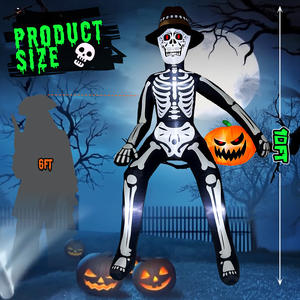 Decoración Inflable de <span class=keywords><strong>Esqueleto</strong></span> <span class=keywords><strong>Sentado</strong></span> para Halloween, Decoración para Fiestas de Halloween al Aire Libre - Product Image 3