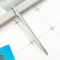 Stylos à bille en plastique fin de couleur or rose personnalisés avec logo, pointe bleue de 0,5 mm, stylos de luxe fins pour le bureau et l'école, stylos promotionnels