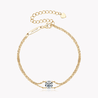 Élégant Bracelet Double Chaîne en Argent Sterling 925 avec Moissanite 6,5 mm (1,0 ct) pour Femme