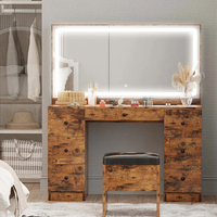 Coiffeuse tendance Ensemble coiffeuse Tables de toilette Maquillage Vanité blanche avec miroir et chaise