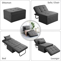 Pouf convertible moderne 4 en 1 en tissu respirant, fauteuil-lit avec dossier réglable, chaise pliante pour salon