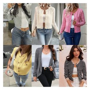 Cárdigan de lana de invierno de manga larga de estilo informal para <span class=keywords><strong>mujer</strong></span>, suéter de punto, diseño <span class=keywords><strong>cruzado</strong></span> de calor frontal, colores de contraste para extranjeros - Product Image 1