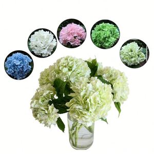 Fleur d'hortensia artificielle de haute qualité, toucher réaliste, en tissu de soie blanc, aspect naturel, pour mariage - Product Image 3