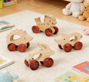 Venta al por mayor de coches de madera con forma de animales, juguetes de madera orgánica de empuje y arrastre, artesanías educativas de madera, coches de juguete de madera con forma de animales para bebés. - Product Image 3