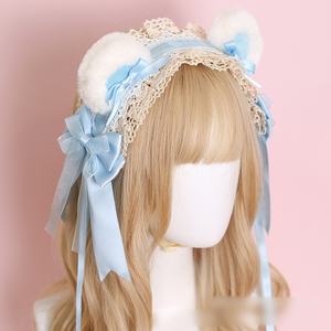 Accessoires de cheveux Lolita pour fête du thé Cos Comic-Con, nœud en peluche à pois, bandeau pour les oreilles, couvre-chef japonais pour filles, haute qualité, multifonction - Product Image 4