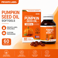 Gélules d'huile de graines de citrouille pressée à froid, marque privée OEM, usine GMP, complément alimentaire pour la santé masculine, la vitalité et le soutien de la prostate