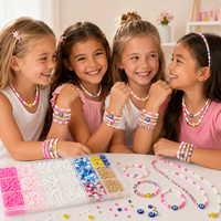 Kit de fabrication de bijoux DIY avec perles plates en pâte polymère, kit de fabrication de bracelets Heishi avec perles yeux maléfiques et visages souriants pour les loisirs créatifs des enfants