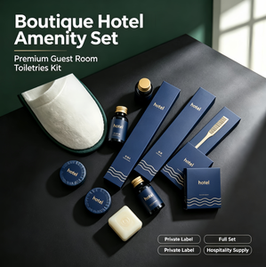 Kit d'articles de toilette jetables personnalisés <span class=keywords><strong>avec</strong></span> logo pour hôtels, ensembles complets d'accessoires de salle de bain pour invités, pour hôtels, complexes hôteliers, voyages et services hôteliers - Product Image 1