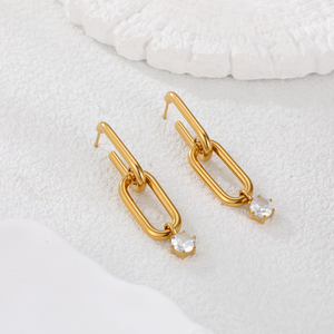 Pendientes de Acero Inoxidable con Incrustaciones de Diamantes, Modernos, con Circonitas, Estilo Único y de Alta Gama - Product Image 2